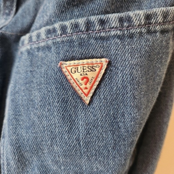 Vintage Guess Overall Bib Jeans Size 27 Side Button Classic 90's Timeless Stretc - Picture 10 of 14